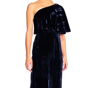 Deep Blue VELVET One Shoulder Gown